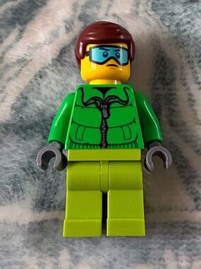 Green LEGO Minifigure with Lime Legs and Blue Goggles